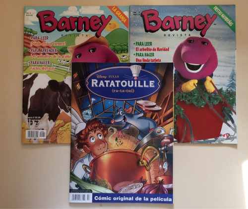2 Revistas De Barney Actividades Y 1 Revista De Ratatouille
