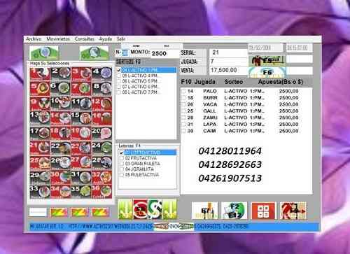 Ventas De Sistemas Software Programas De Animalitos Y Loteri