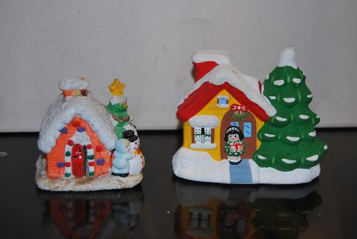 Casas Navidad Ceramica Adorno Combo De 2