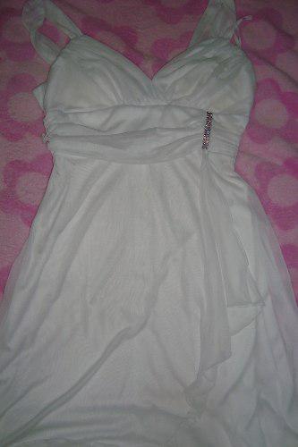 Vestido Blanco Tipo Coctel Con Detalles En Cristales