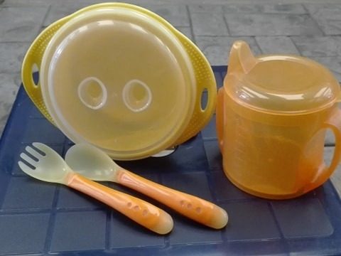 Juego De Plato Cucharita Tenedor Y Vaso Antiderrame Bebe