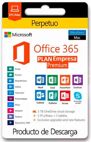 Cuenta Office 365 Personalizado Para 5 Pc's Mac's O Tablets