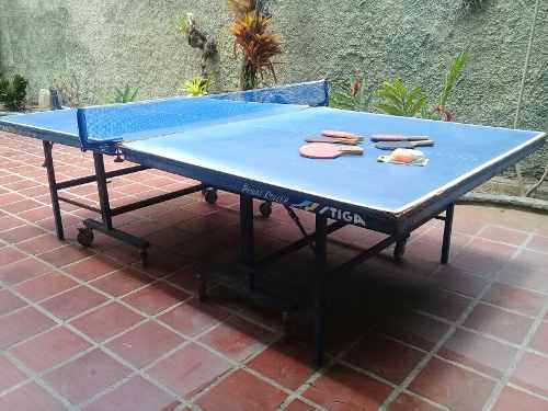 Mesa De Ping Pong Con Raquetas, Pelotas Y Malla