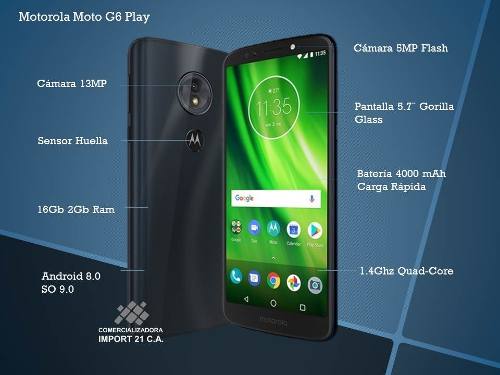 Celular Motorola Moto G6 Play, Sensor De Huella, 16 Gb