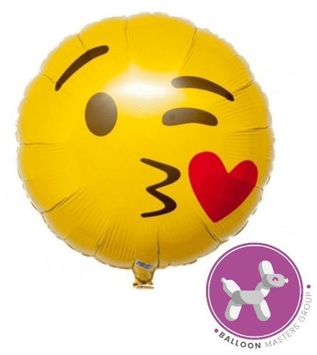 Globo Metalizado Emoji Corazón Beso Guiño Ojo 40cm 2 Unds