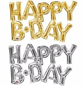 Globo Metalizado Happy B-day Letras Happy Birthday Cumple