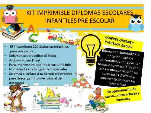 Kit Imprimible Diplomas Preescolar Infantiles