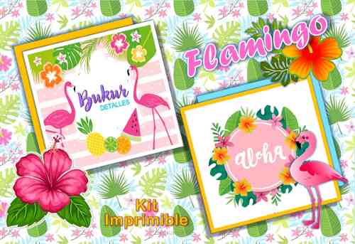 Kit Imprimible Flamingo Tropical + Regalos