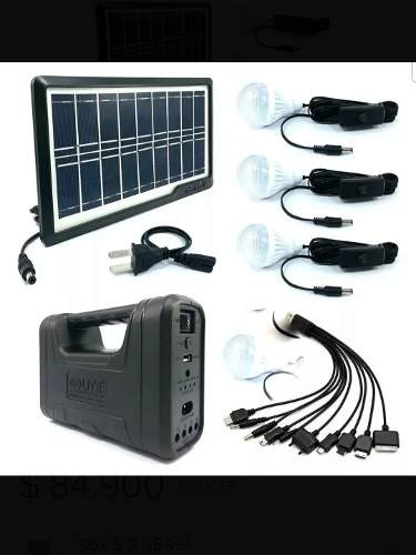 Kit Panel Solar+4bombillos+bateria+ Carga Celulares Linterna