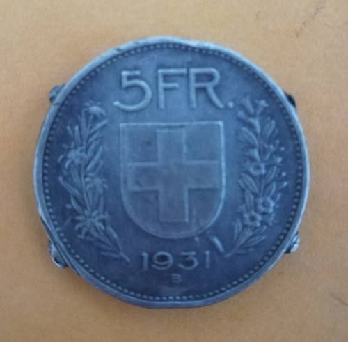 Moneda Confederacion Helvetica 5fr  Plata