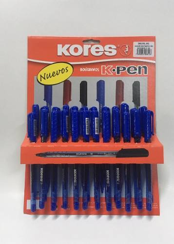 Bolígrafos Kores Transp. K-1 Azul Blister 24 Unid