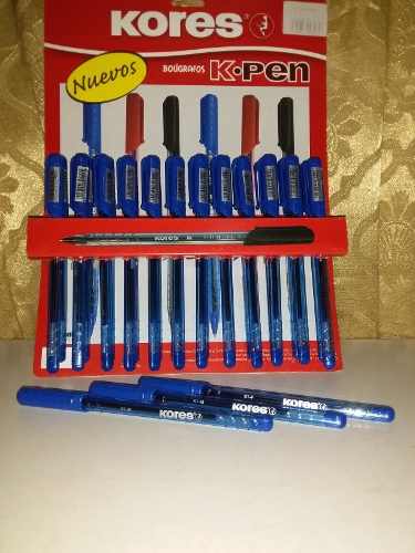 Bolígrafos Lapiceros Kores Azul Blister 24 Unidades