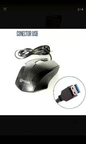 Mouse Usb Con Cable Negro