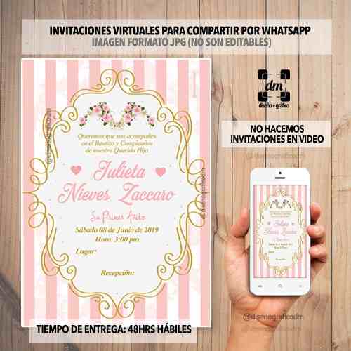 Tarjeta Invitacion Digital Personalizada Bautizo