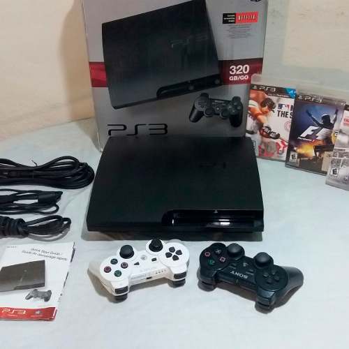 Playstation 3 Slim 320gb 2 Controles 4 Juegos Caja