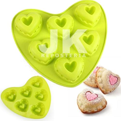 Molde De Silicon Corazon Cupcake Reposteria. 6 Cavidades