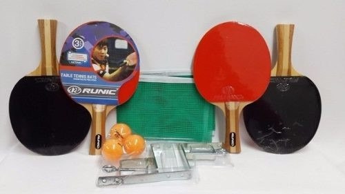 Set Ping Pong Runic 4 Raquetas+3 Pelotas+malla+estuche L3o