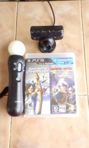 Control Ps Move+camara+2 Juegos Ps3