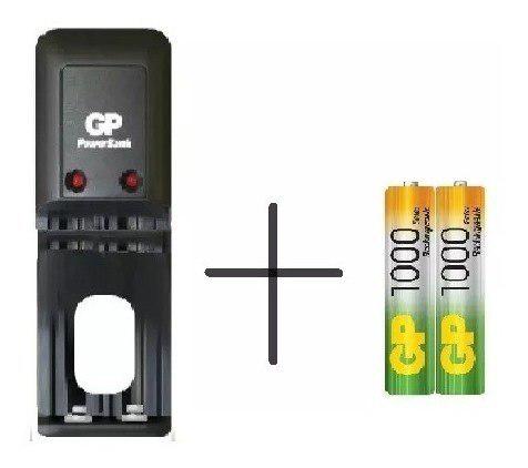 Cargador Gp + Batería Pilas 1 Par Aaa De 1000mah
