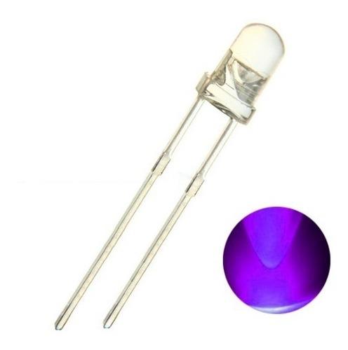 Diodo Led 5mm Alto Brillo Luz Morado Ultravioleta X 15 Und