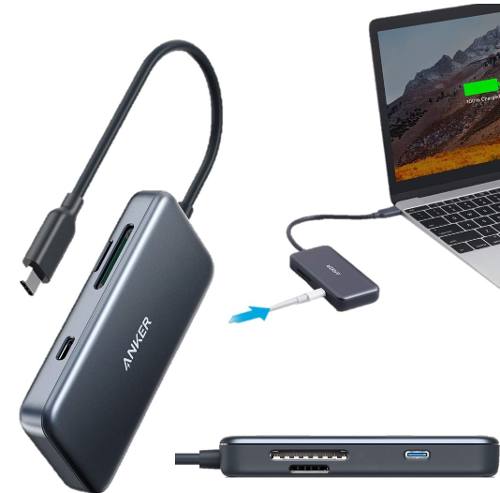 Lectora Hub Anker Tipo C - Usb w Power Delivery New