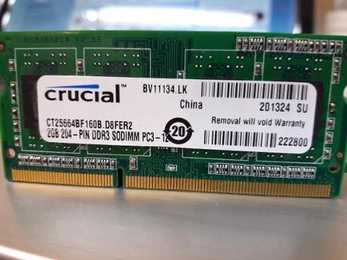 Memoria Ram Ddr Mhz 2gb Para Laptop Crucial Nuevas