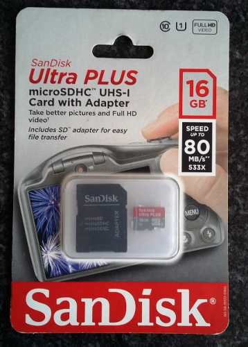 Memoria Sandisk Ultra Plus 16gb Full Hd Clase 10 Sd 15 Trump