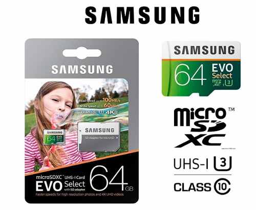 Micro Sd Samsung 64gb 95mb/s Original Evo Select(15us)