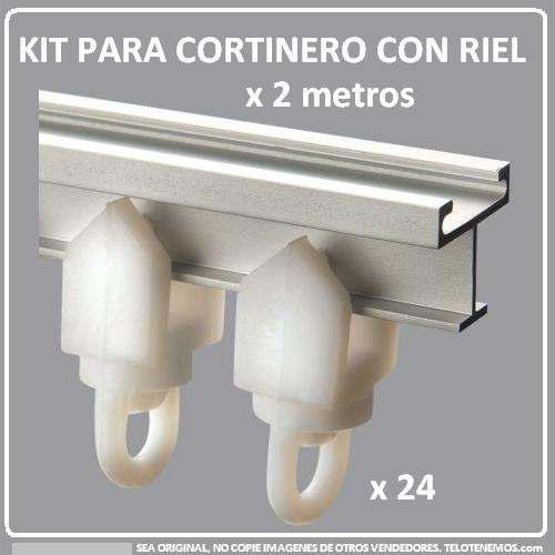 Riel + Kit Instalacion Cortina Cortinero 2 Metros Profesion