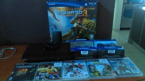 Ps3 Slim Caja Azul 250gb +5 Juegos + 1 Control