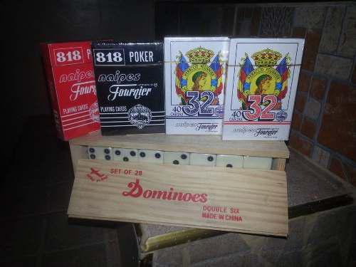 Domino Caja De Madera + 4 Juego De Cartas Excelente Calidad