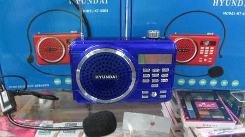 Radio Reproducto Corneta Hyundaifm Recargable Usb Microfono