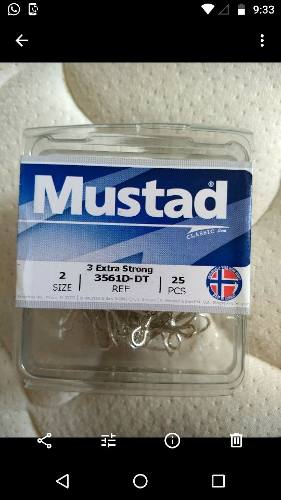 Tripochetas Mustad Acero Made In Norway Numero 2 Caja 25