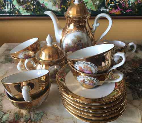 Juego De Café Bavaria Handarbert 24 Karat Gold