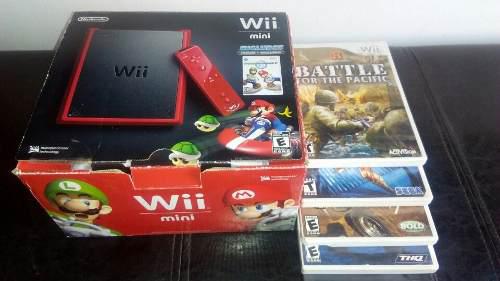 Mini Wii Como Nuevo Y 5 Juegos Originales. Como Nuevo.