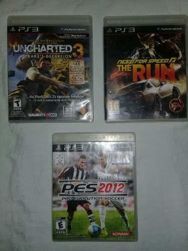 Juegos Need For Speed The Run, Uncharted 3, Pes 2012, Ps3