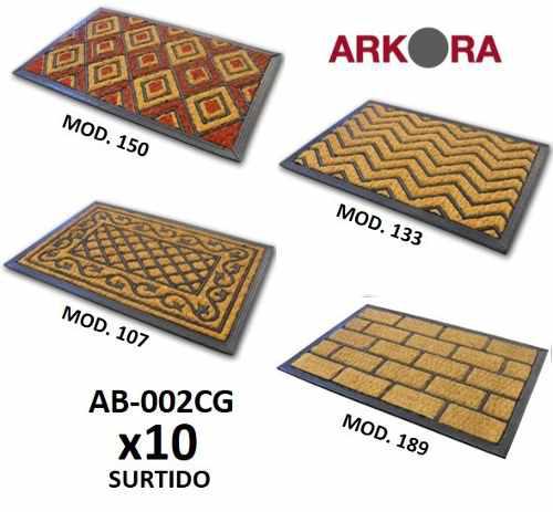 Paquete De 10 Alfombras Felpudas De Coco + Pvc Marca Arkora