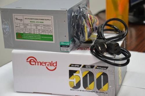 Fuente De Poder Emerald Para Pc Atx 500w Sata 20+4 Pines