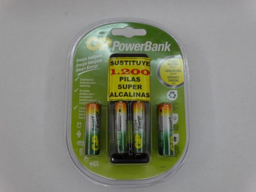 Gp Mini Cargador Aa/aaa Powerbank + 4 Baterias