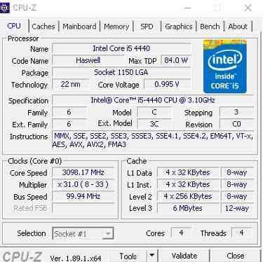 Procesador Intel Desktop Core I5 4440/3.1 Ghz/6mb + Fan C.