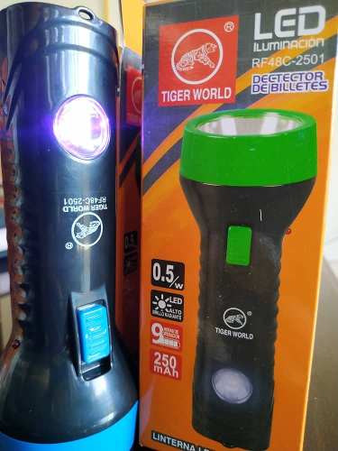 Linterna Led Recargable 5$ Con Luz Uv Detector De Billetes