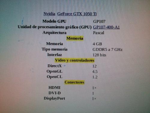 Tarjeta De De Video Nvidea Geforce Gtx 1050 Ti 4gb