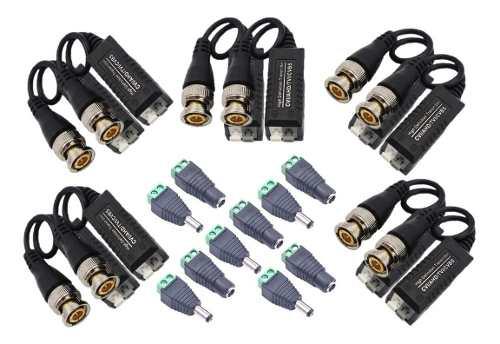 Kit Video Balun Conector Plug Dc Camaras Seguridad Dvr 5x5x5