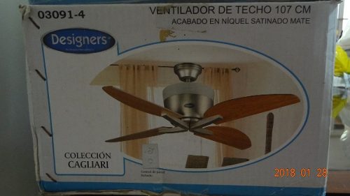 Lampara - Ventilador Techo Designer 107cm Niquel Satinado