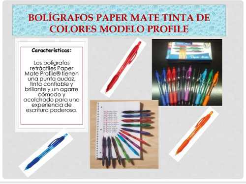Bolígrafos Paper Mate Tinta De Colores Modelo Profile