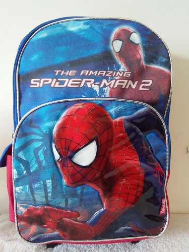 Bolsos Escolar Hombre Araña De Rueditas Original En Oferta