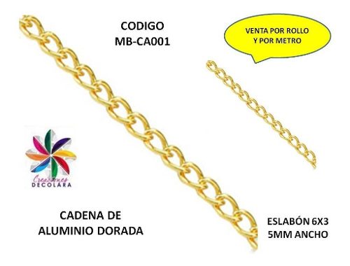 Cadena De Aluminio Dorada Extensora / Material Bisuteria X 3