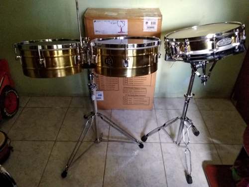 Timbal Lp Dorado Con Redoblante Picoolo Pearl Dorado +paral