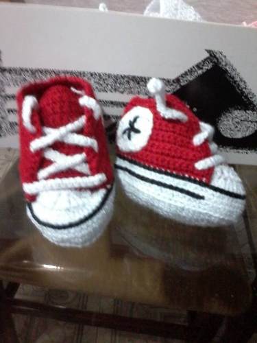 Escarpines Zapatos Tejido Crochet Bebes adidas Converse Jfr