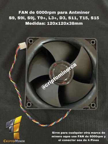 Fan Cooler 6000 Rpm Para Antminer S9, D3, L3, T9, S11, S15